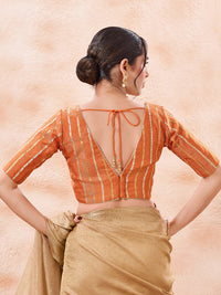 Stripe Brocade V Neck Blouse