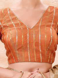 Stripe Brocade V Neck Blouse