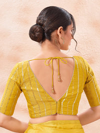Stripe Brocade V Neck Blouse