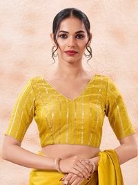 Stripe Brocade V Neck Blouse