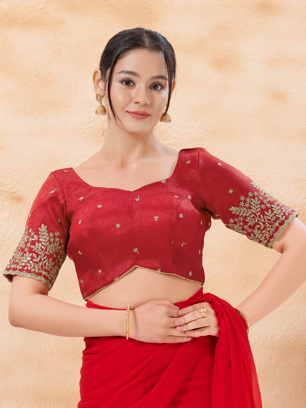 Zari Embroidered Sleeves Festive Blouse