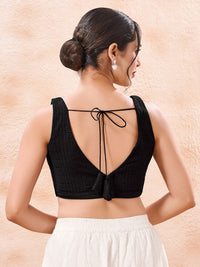 Cotton Threadwork V Neck Blouse