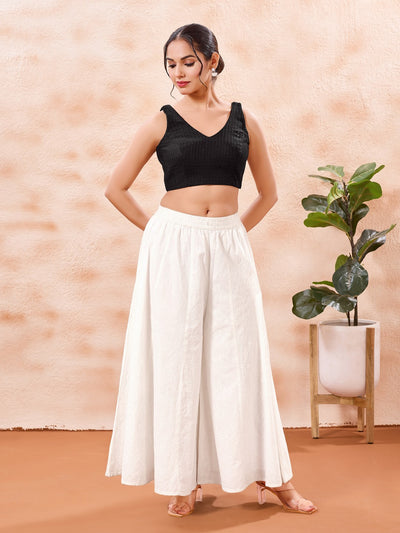 Cotton Threadwork V Neck Blouse