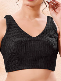 Cotton Threadwork V Neck Blouse