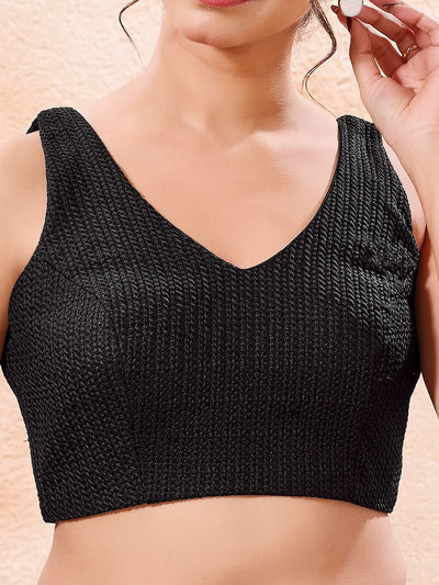 Cotton Threadwork V Neck Blouse