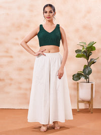 Cotton Threadwork V Neck Blouse