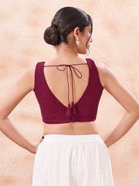 Cotton Threadwork V Neck Blouse
