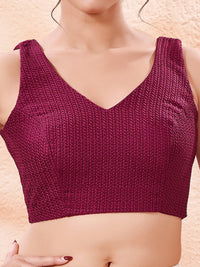 Cotton Threadwork V Neck Blouse