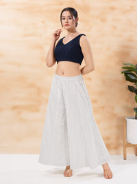 Cotton Threadwork V Neck Blouse