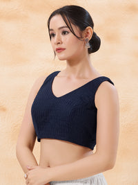 Cotton Threadwork V Neck Blouse