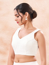 Cotton Threadwork V Neck Blouse