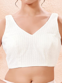 Cotton Threadwork V Neck Blouse