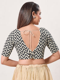 Zigzag Crocheo Elbow Sleeves Blouse