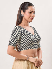 Zigzag Crocheo Elbow Sleeves Blouse