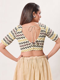 Zigzag Crocheo Elbow Sleeves Blouse