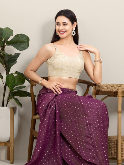 Sleeveless Tissue Butti Round Neck Blouse
