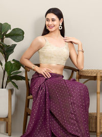 Sleeveless Tissue Butti Round Neck Blouse