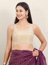 Sleeveless Tissue Butti Round Neck Blouse