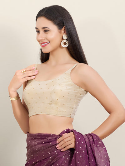 Sleeveless Tissue Butti Round Neck Blouse