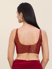 Sleeveless Tissue Butti Round Neck Blouse