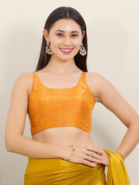 Sleeveless Tissue Butti Round Neck Blouse