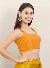 Sleeveless Tissue Butti Round Neck Blouse