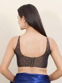 Sleeveless Tissue Butti Round Neck Blouse