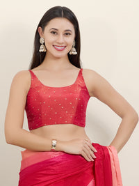 Sleeveless Tissue Butti Round Neck Blouse