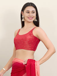 Sleeveless Tissue Butti Round Neck Blouse