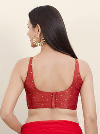 Sleeveless Tissue Butti Round Neck Blouse