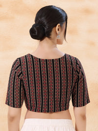 Cotton Stripe High Neck Blouse