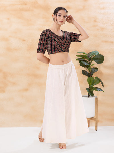Cotton Stripe High Neck Blouse