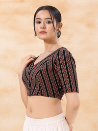 Cotton Stripe High Neck Blouse
