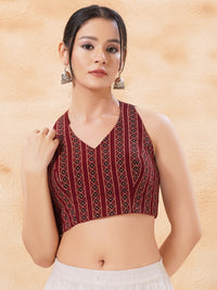 Stripe Cotton Halter Neck Blouse
