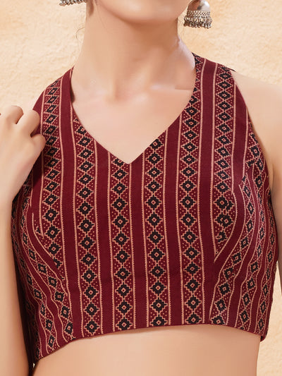 Stripe Cotton Halter Neck Blouse