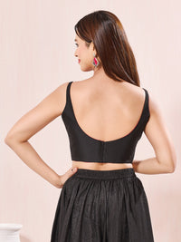 Reverse By Vamas 2 In 1 Solid Taffeta Silk Sleeveless Blouse