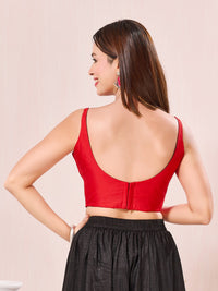 Reverse By Vamas 2 In 1 Solid Taffeta Silk Sleeveless Blouse