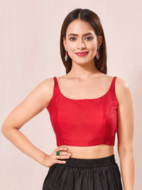 Reverse By Vamas 2 In 1 Solid Taffeta Silk Sleeveless Blouse