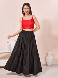 Reverse By Vamas 2 In 1 Solid Taffeta Silk Sleeveless Blouse