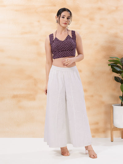 Vamas Dual Neck Polka Dots Cotton Sleeveless Blouse