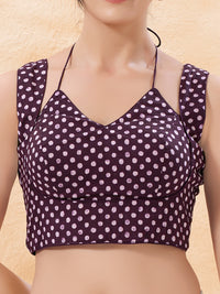Vamas Dual Neck Polka Dots Cotton Sleeveless Blouse