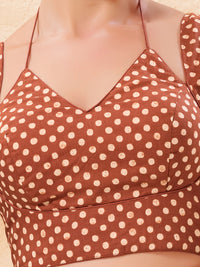 Vamas Dual Neck Polka Dots Cotton Sleeveless Blouse