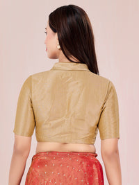 Vamas High Neck Silk Lapel Collar Blouse