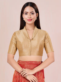 Vamas High Neck Silk Lapel Collar Blouse
