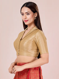 Vamas High Neck Silk Lapel Collar Blouse