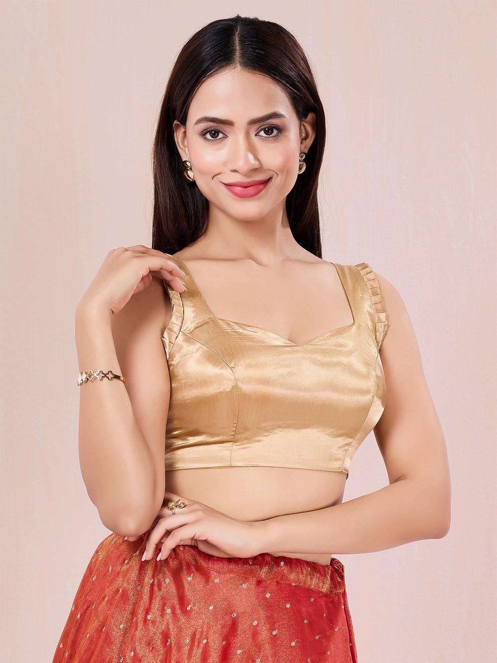 Gajji Silk Gold Pleated Armhole Blouse