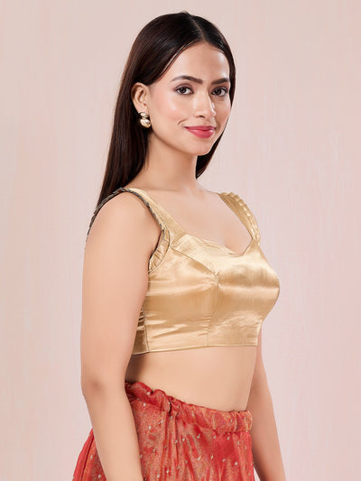 Gajji Silk Gold Pleated Armhole Blouse
