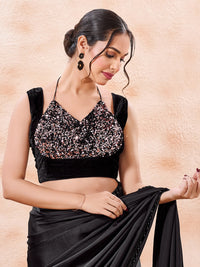 Velvet Sequence Dual Neck Partywear Blouse