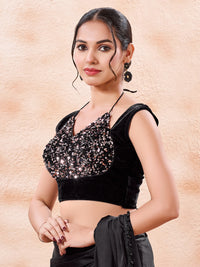 Velvet Sequence Dual Neck Partywear Blouse