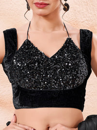 Velvet Sequence Dual Neck Partywear Blouse